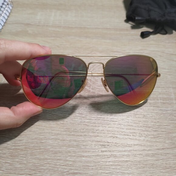 Ray-Ban Aviator Flash Sunglasses - Violet lense / Gold Frame main image 11